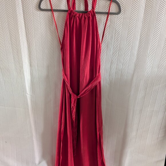 Anthropologie Cloth & Stone Halter Maxi Dress Size XS Small Faded Red Side Slit - Picture 7 of 15